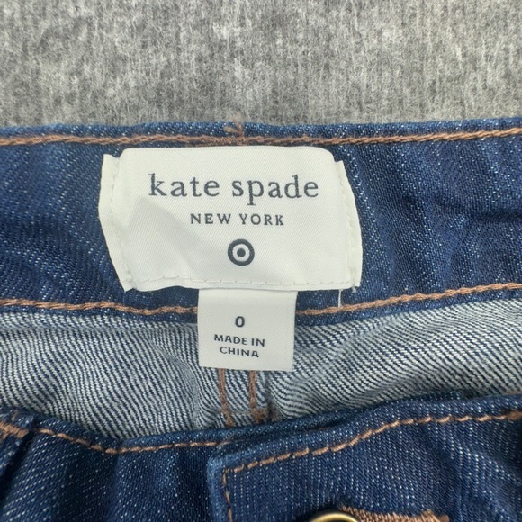 Kate Spade New York Wide Leg Cropped Cuffed Jeans Dark Wash Size 0‎ - Picture 4 of 10